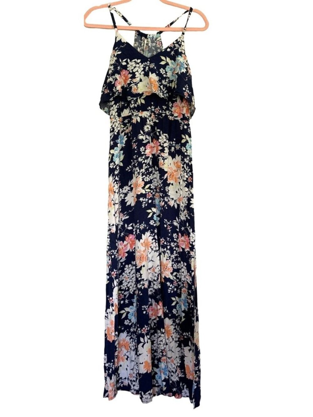 Floral Maxi Dress Womens S Strappy Feminine Ruffle Cottagecore Beachy Bloom Date